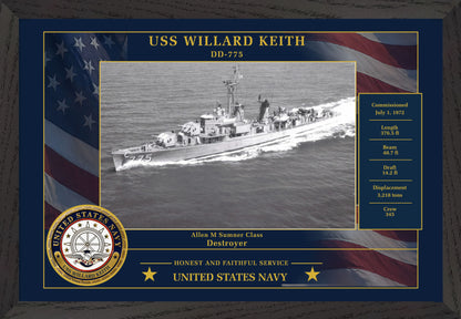 USS Willard Keith DD-775 Framed Patriotic Photo