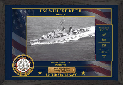 USS Willard Keith DD-775 Framed Patriotic Photo