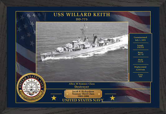 USS Willard Keith DD-775 Framed Patriotic Photo