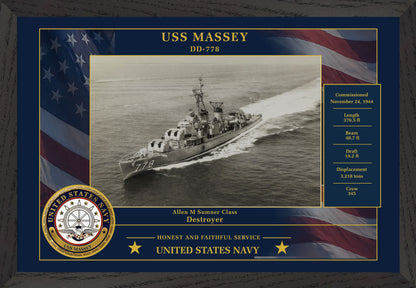 USS Massey DD-778 Framed Patriotic Photo