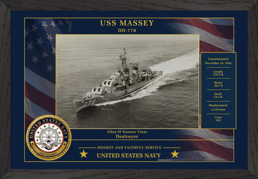 USS Massey DD-778 Framed Patriotic Photo