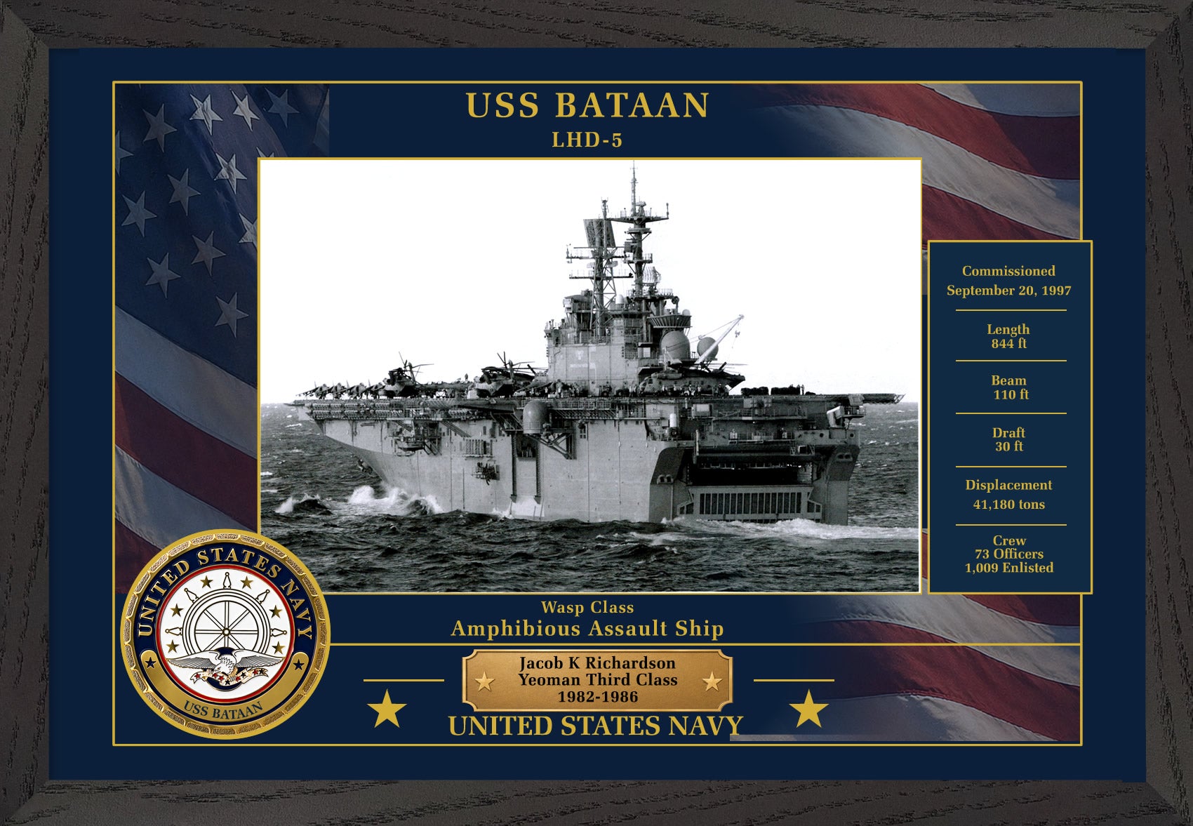 USS Bataan LHD-5 Framed Patriotic Photo