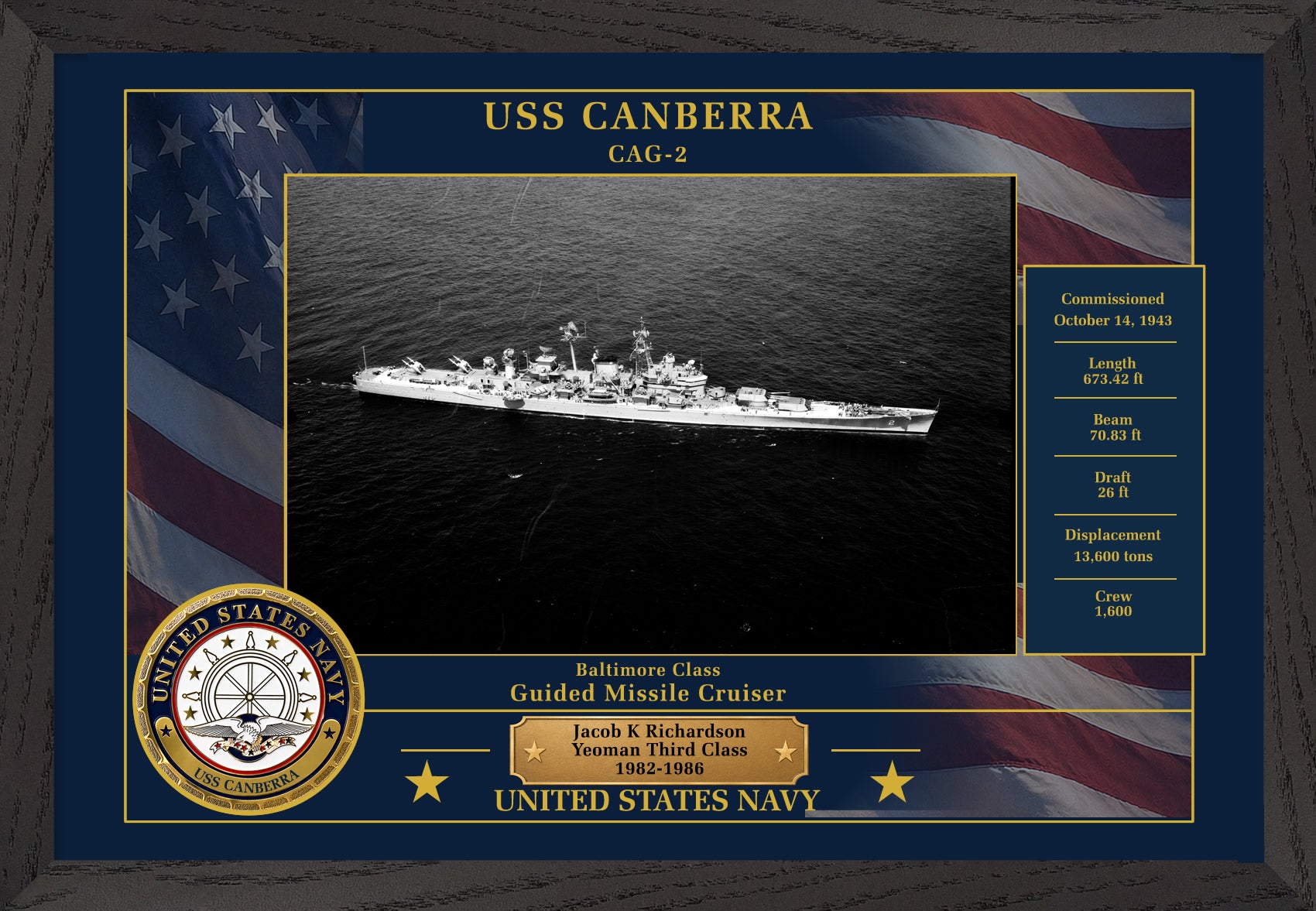USS Canberra CAG-2 Framed Patriotic Photo