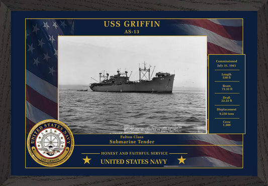 USS Griffin AS-13 Framed Patriotic Photo