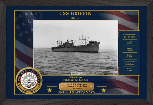 USS Griffin AS-13 Framed Patriotic Photo