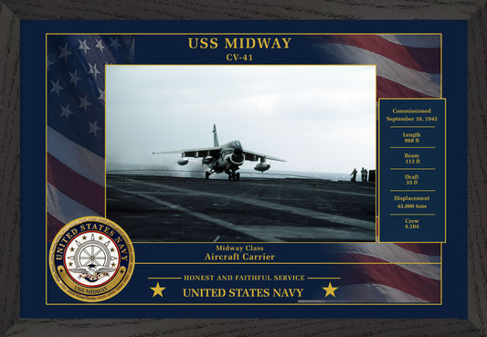 USS Midway CV-41 Framed Patriotic Photo