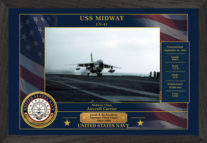 USS Midway CV-41 Framed Patriotic Photo