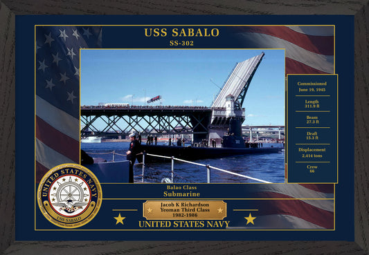 USS Sabalo SS-302 Framed Patriotic Photo
