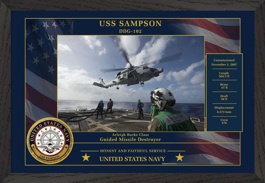 USS Sampson DDG-102 Framed Patriotic Photo
