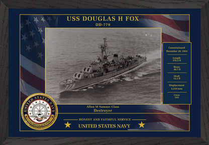USS Douglas H Fox DD-779 Framed Patriotic Photo