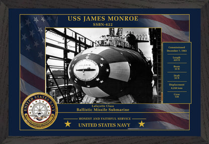 USS James Monroe SSBN-622 Framed Patriotic Photo