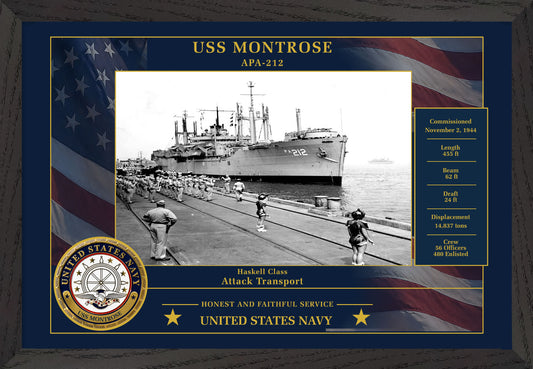 USS Montrose APA-212 Framed Patriotic Photo