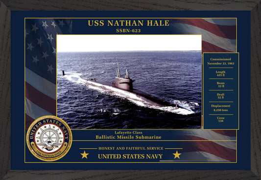 USS Nathan Hale SSBN-623 Framed Patriotic Photo
