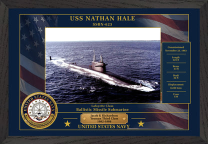 USS Nathan Hale SSBN-623 Framed Patriotic Photo