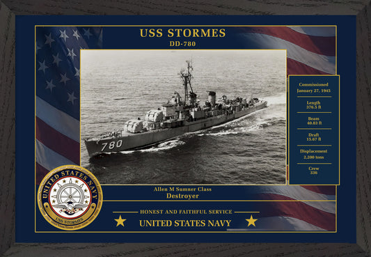 USS Stormes DD-780 Framed Patriotic Photo