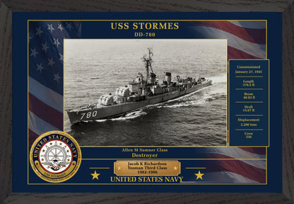 USS Stormes DD-780 Framed Patriotic Photo
