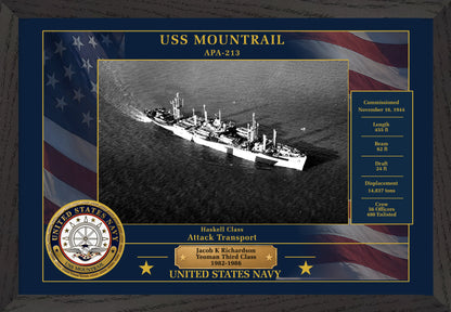 USS Mountrail APA-213 Framed Patriotic Photo