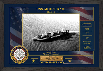USS Mountrail APA-213 Framed Patriotic Photo