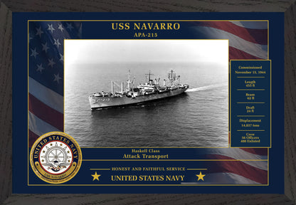 USS Navarro APA-215 Framed Patriotic Photo