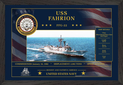USS Fahrion FFG-22 Framed Patriotic Art