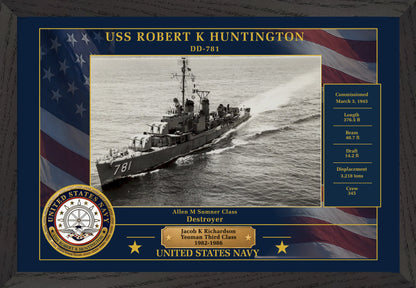 USS Robert K Huntington DD-781 Framed Patriotic Photo