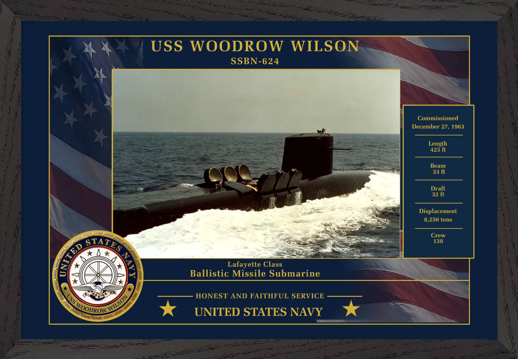 USS Woodrow Wilson SSBN-624 Framed Patriotic Photo