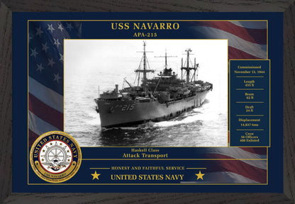 USS Navarro APA-215 Framed Patriotic Photo