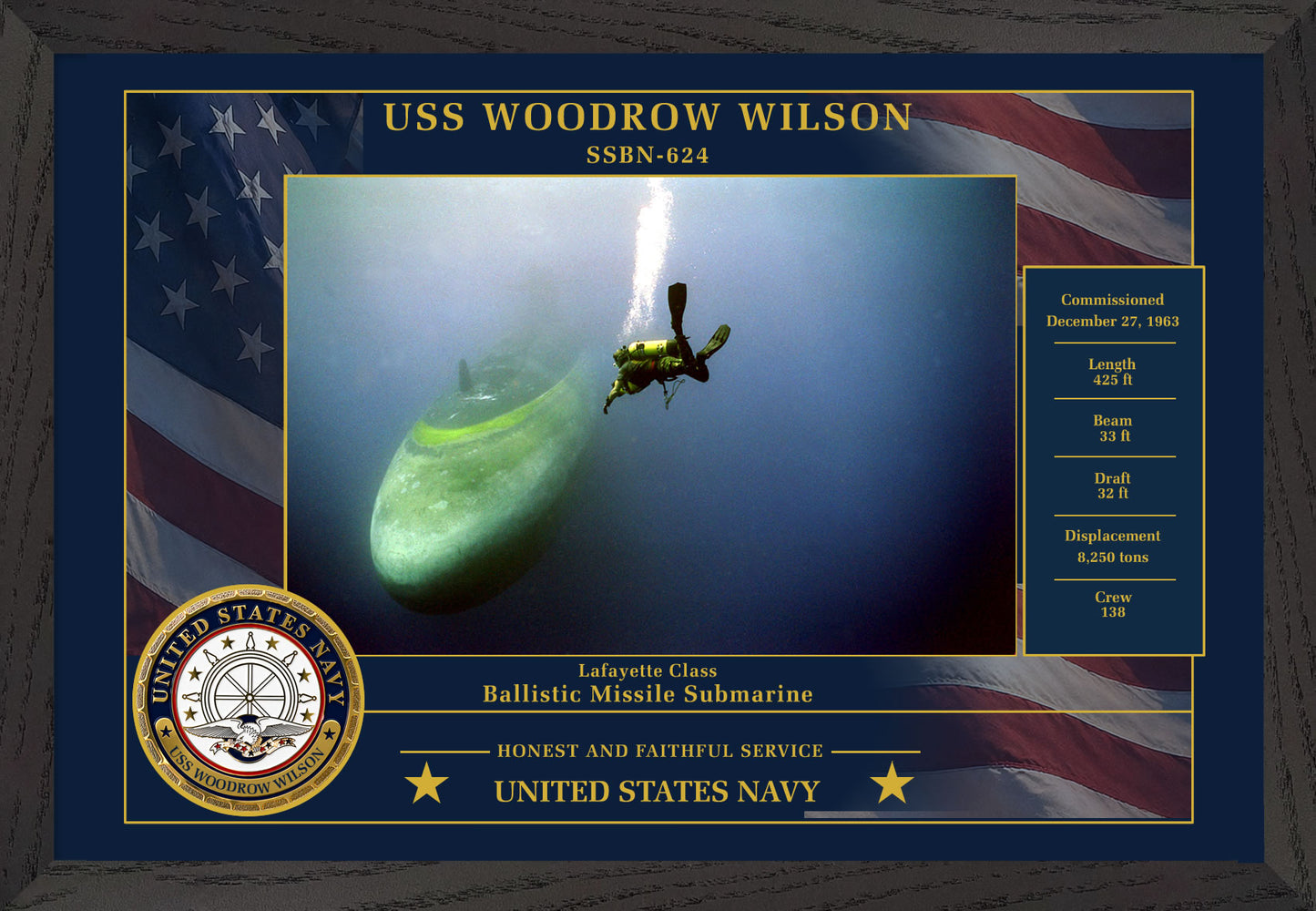 USS Woodrow Wilson SSBN-624 Framed Patriotic Photo