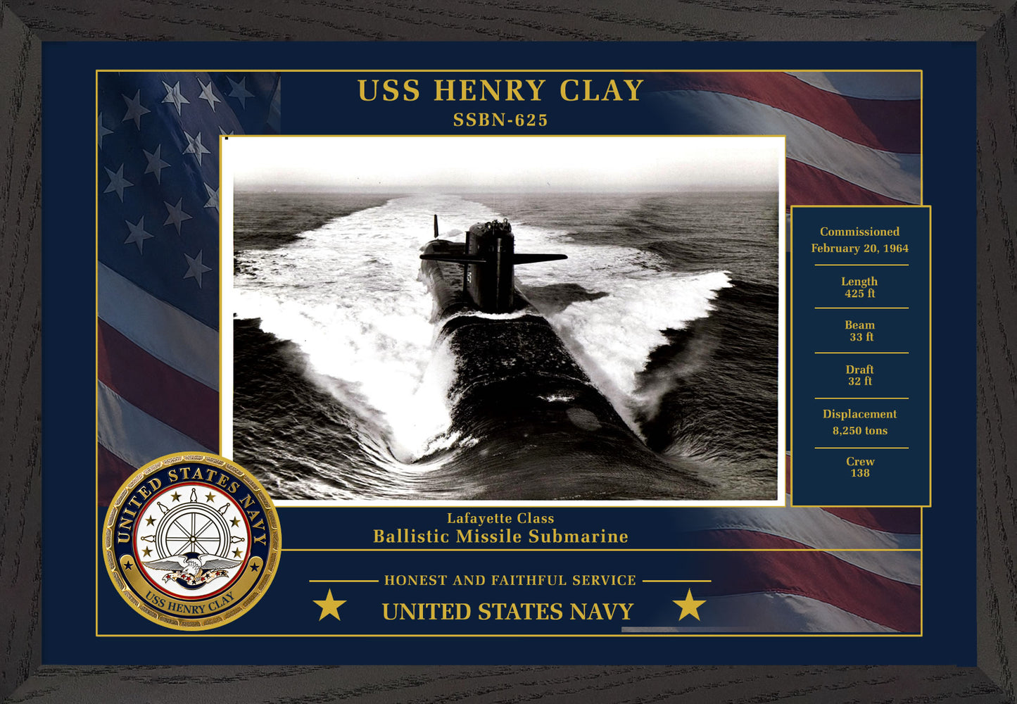 USS Henry Clay SSBN-625 Framed Patriotic Photo