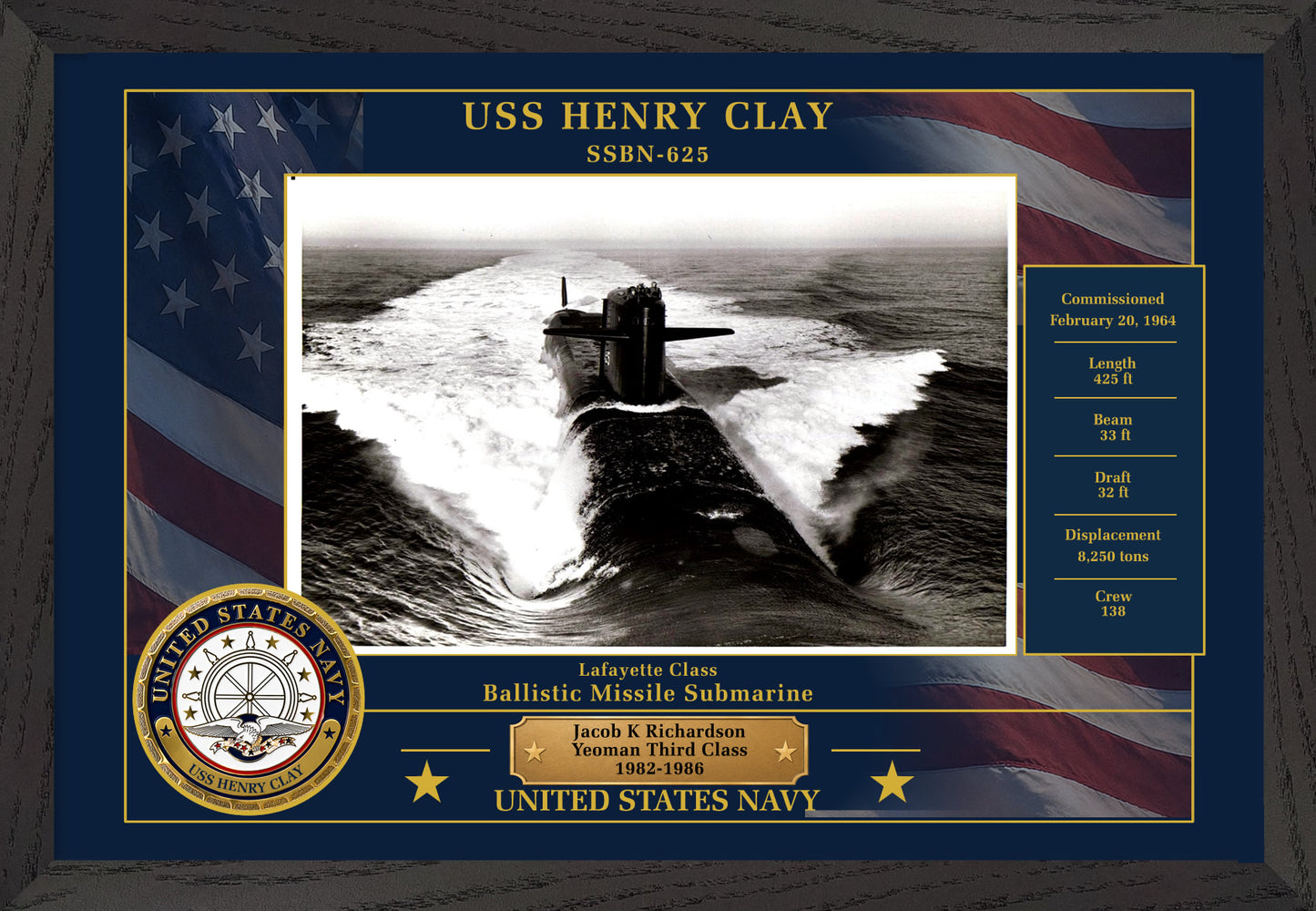 USS Henry Clay SSBN-625 Framed Patriotic Photo
