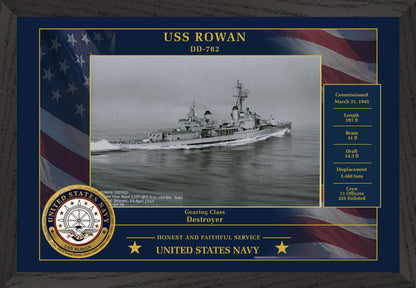 USS Rowan DD-782 Framed Patriotic Photo