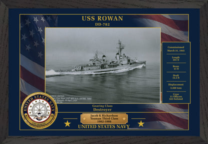 USS Rowan DD-782 Framed Patriotic Photo