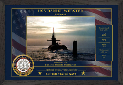 USS Daniel Webster SSBN-626 Framed Patriotic Photo