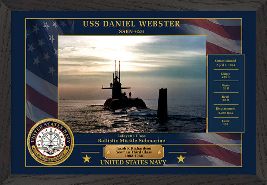 USS Daniel Webster SSBN-626 Framed Patriotic Photo