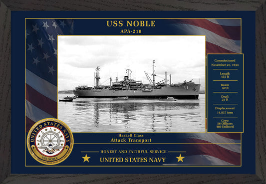 USS Noble APA-218 Framed Patriotic Photo