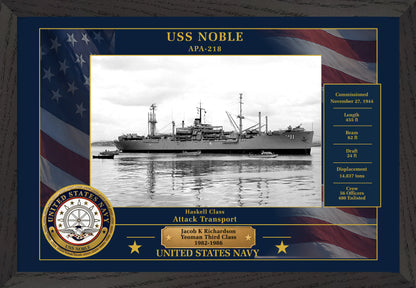 USS Noble APA-218 Framed Patriotic Photo