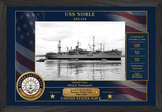 USS Noble APA-218 Framed Patriotic Photo