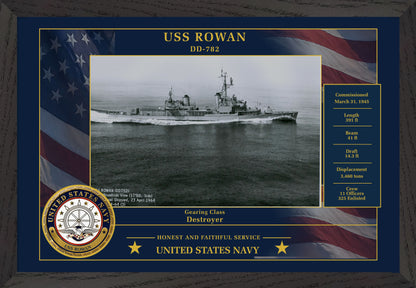 USS Rowan DD-782 Framed Patriotic Photo