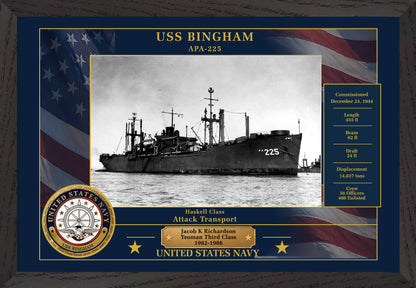 USS Bingham APA-225 Framed Patriotic Photo
