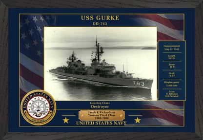 USS Gurke DD-783 Framed Patriotic Photo