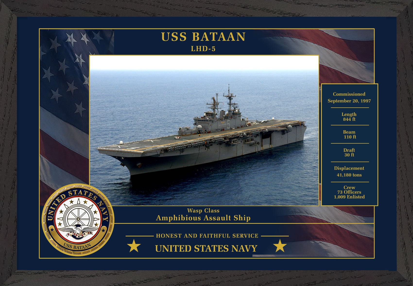 USS Bataan LHD-5 Framed Patriotic Photo