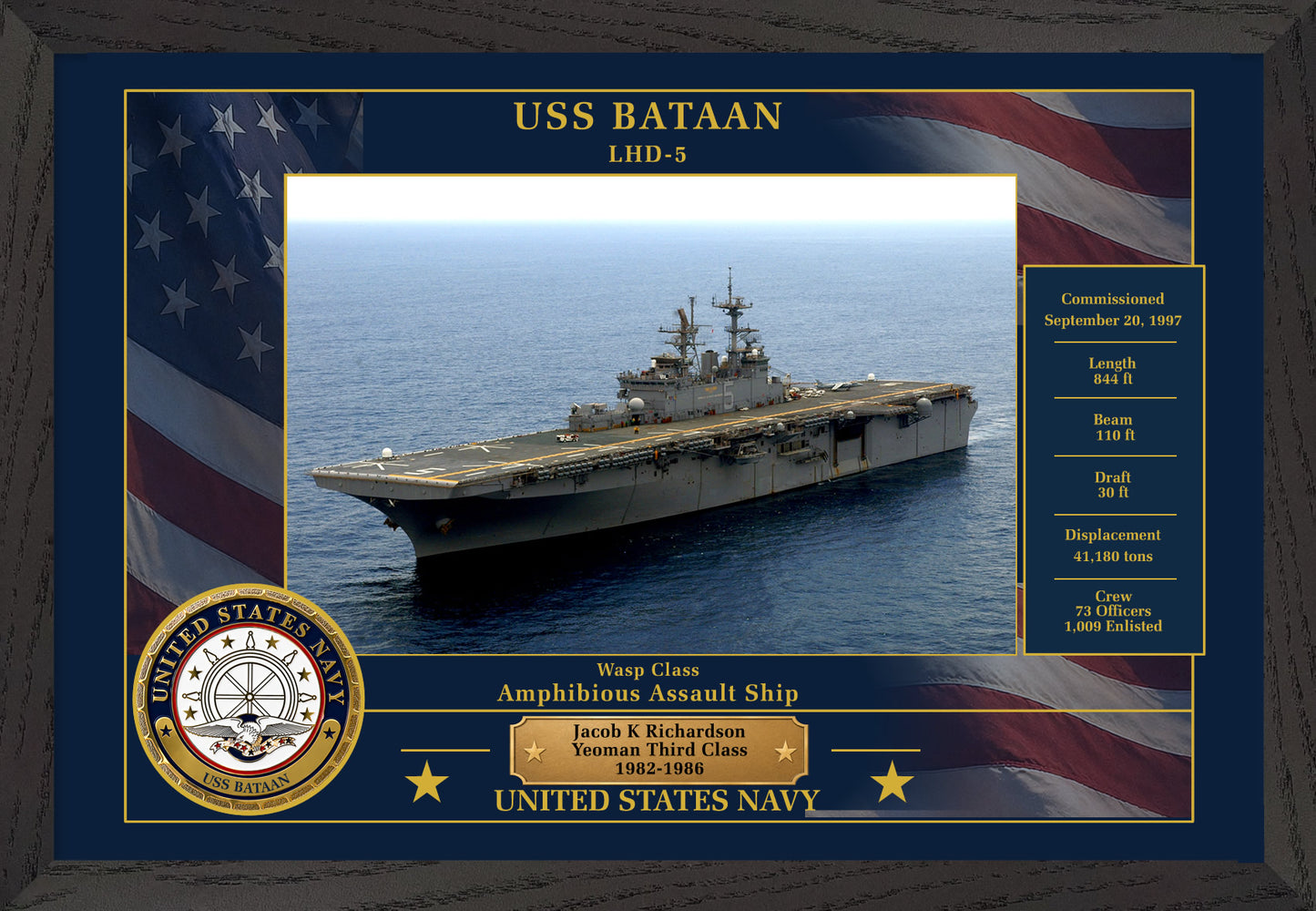 USS Bataan LHD-5 Framed Patriotic Photo