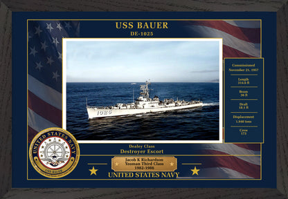 USS Bauer DE-1025 Framed Patriotic Photo
