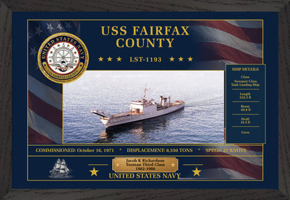 USS Fairfax County LST-1193 Framed Patriotic Art