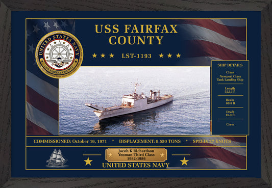 USS Fairfax County LST-1193 Framed Patriotic Art