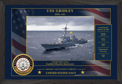 USS Gridley DDG-101 Framed Patriotic Photo