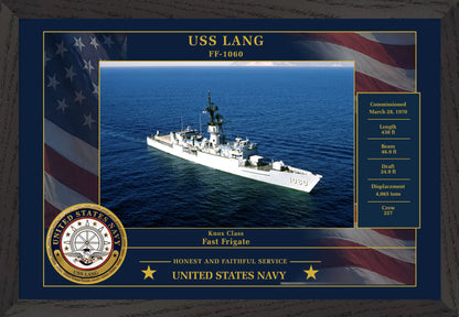 USS Lang FF-1060 Framed Patriotic Photo