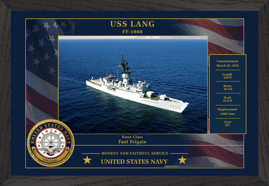 USS Lang FF-1060 Framed Patriotic Photo