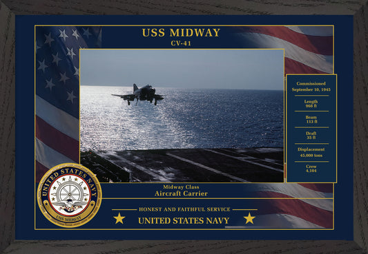 USS Midway CV-41 Framed Patriotic Photo