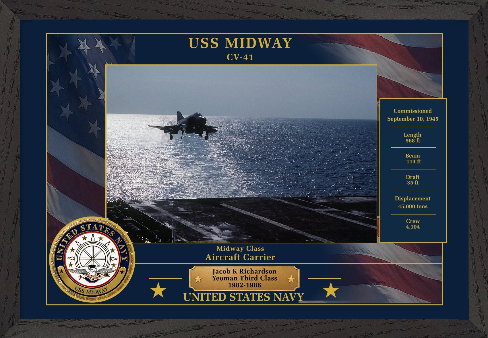 USS Midway CV-41 Framed Patriotic Photo